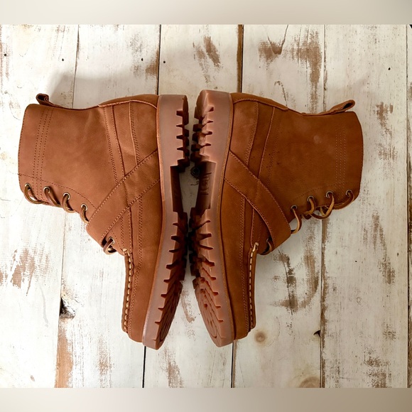 POLO Ralph Lauren Ranger boots brown tan leather lace up buckle men’s sz 8.5 EUC - Picture 6 of 11